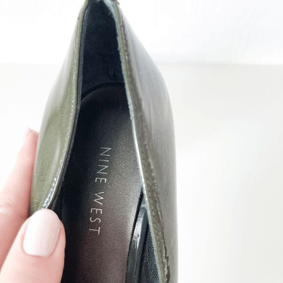 Nine West Womens Lucero Heels Round Toe Leather Stiletto Pumps Dark Green Size 8 - Picture 6 of 10